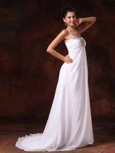 Halter Top Court Train Empire Wedding Dress With Appliques For Custom Made In 2019