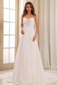 Pretty Sweetehart Beaded Decorate and Ruch Weding Dress For Outdoor