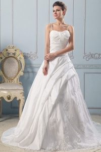 2019 Spaghetti Straps A-line Wedding Gowns Lace With Ruched Bodice