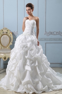 Ball Gown Fashionable Sweetheart 2019 Wedding Dress Pick-ups With Ruched Bodice For Wedding Party