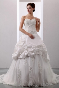 Pick-ups Sweetheart Court Train Wedding Dress Taffeta New Style 2019