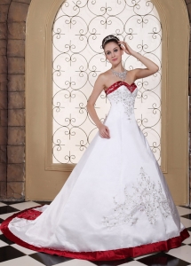 Embroidery In Satin Modest Chapel Train For 2019 Wedding Dress