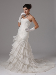 Mermaid Custom Made Ruched Bodice and Ruffled Layers For 2019 Wedding Dress