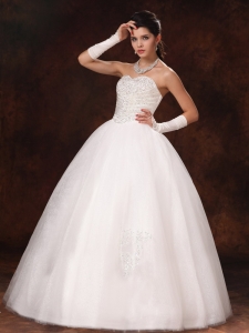 Ball Gown Sweetheart Beaded Organza Custom Made Floor-length Wedding Dress For 2019