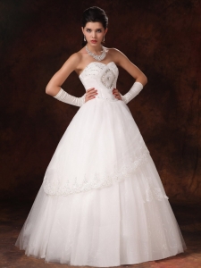 Lace A-line Sweetheart Beaded Organza Floor-length Wedding Dress For Custom Made In 2019