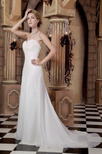 Elegant Empire Sweetheart Court Train Sequins Chiffon Wedding Dress