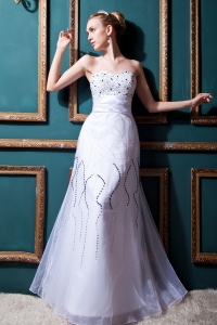 Pretty Column Sweetheart Floor-lengthTulle Beading Wedding Dress
