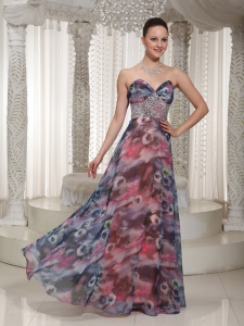 Beaded Embellishment Floor-length Printing 2019 Prom Dress For Wear