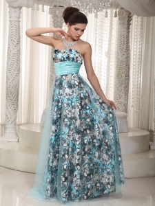 Brand New Empire Sweetheart Floor-length Print and Tulle Ruched Prom Dress
