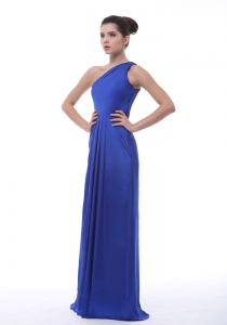 Royal Blue One Shoulder Taffeta Floor-length Prom / Evening Dress For 2019