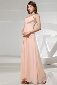Beading One Shoulder Chiffon Floor-length Empire Prom Dress