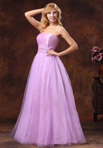 Strapless Neckline Tulle Lavender Princess Prom Dress For Party