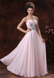 Sweetheart Baby Pink For 2019 Prom Dress With Appliques Decorate Waist