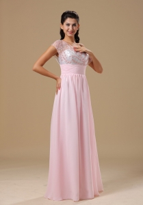 Sweetheart Neckline Baby Pink Chiffon Floor-length 2019 Prom / Evening Dress