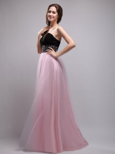 Baby Pink Column Sweetheart Floor-length Neet Beading Prom / Evening Dress