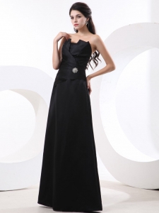 Black Prom Dress With Strapless Beading and Floor-length