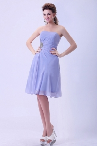 Lilac Chiffon Empire Bridemaid Dress Knee-length