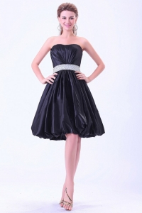 Navy Blue Prom / Cocktail Dress With Beaded Belt Knee-length