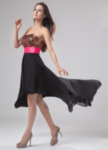 Paillette High-low Chiffon and Sequin Strapless A-Line Prom Dress