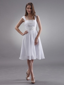 Straps Prom Dress With Appliques Knee-length Chiffon For Custom Made