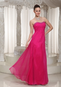 2019 Vintage Prom Dress With Strapless Hot Pink Beading