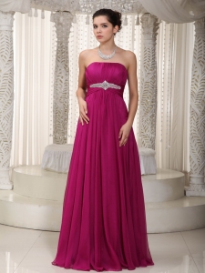 Popular Empire Strapless Floor-length Chiffon Beading Prom / Party Dress