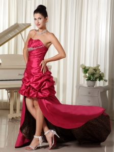 Custom Made Perfect Taffeat Prom Dress Ruched and Beading Bodice High-low