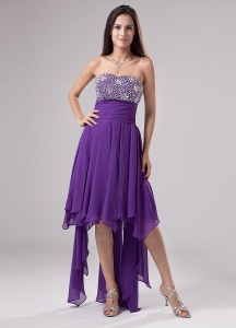 Lovely Purple Prom Dress Strapless Beaded Decorate and Ruch In 2019