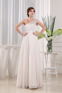 Pretty White One Shoulder Beading Prom Celebrity Dress In 2019