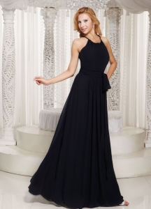 Sheath Scoop Black Sash Custom Made Prom Dress For Party