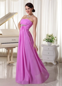 Lavender Beaded Chiffon Empire Prom Dress For New Arrival Floor-length