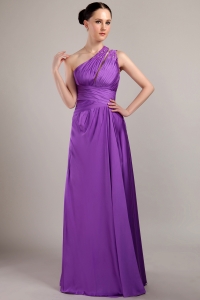 Purple Empire One Shoulder Floor-length Taffeta Beading Prom Dress