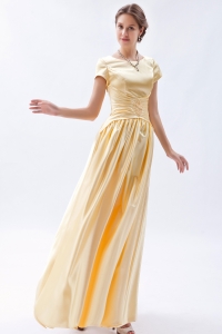 Champagne Column / Sheath Scoop Floor-length Taffeta Prom Dress