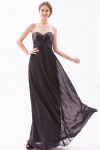 Black Empire Sweetheart Floor-length Chiffon Beading Prom Dress