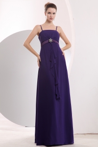 Purple Empire Straps Floor-length Chiffon Sashes Prom / Evening Dress