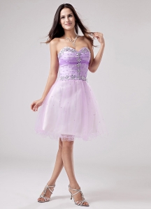 Beautiful Lilac Prom Cocktail Dress Beaded Decorate Bust Sweetheart Mini-length In 2019