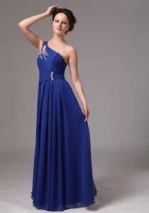 Royal Blue One Shoulder Appliques Prom / Evening Dress For Prom Party