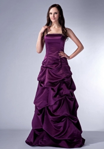Dark Purple Cloumn Spaghetti Straps Floor-length Satin Beading Prom Dress