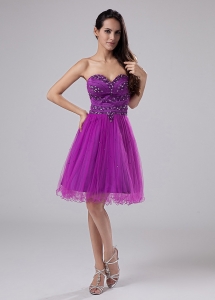 Purple Sexy Prom Dress With Beaded Decorate Sweetheart Organza In 2019