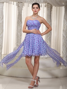 Beautiful Empire Sweetheart High-low Print Ruched Prom / Cocktail Dress