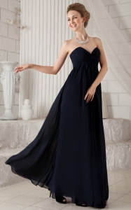 Black Empire Sweetheart Floor-length Chiffon Ruch Prom Dress
