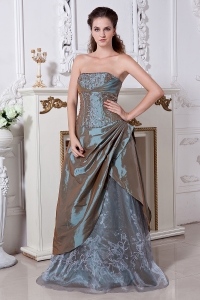 Olive Green Empire Strapless Floor-length Taffeta and Organza Embriodery Wedding Dress