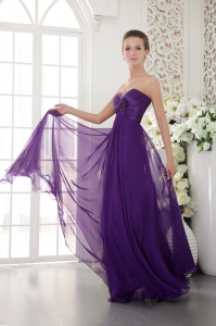 Purple Empire Sweetheart Floor-length Chiffon Beading Prom / Evening Dress