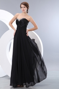 Black Empire Sweetheart Floor-length Chiffon Beading Prom / Evening Dress