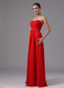 Red Sweetheart and Ruched In ArizonaFor Prom Dress Chiffon Floor-length