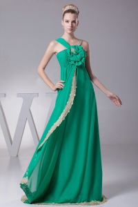 Turquoise and Hand Made Flowers For 2019 Prom Dress With Lace Decorate