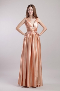 Elegant Empire V-neck Floor-length Taffeta Prom Dress
