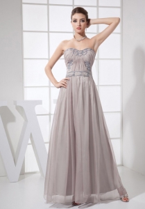 Beading Decorate Bodice Sweetheart Neckline Ankle-length Grey Chiffon 2019 Prom Dress