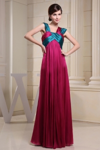 Asymmetrical Neckline For Prom Dress With Ruch and Hot Pink