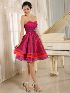 Multi-color Sweetheart Prom Cocktail Dresses With Organza Beaded Decorate